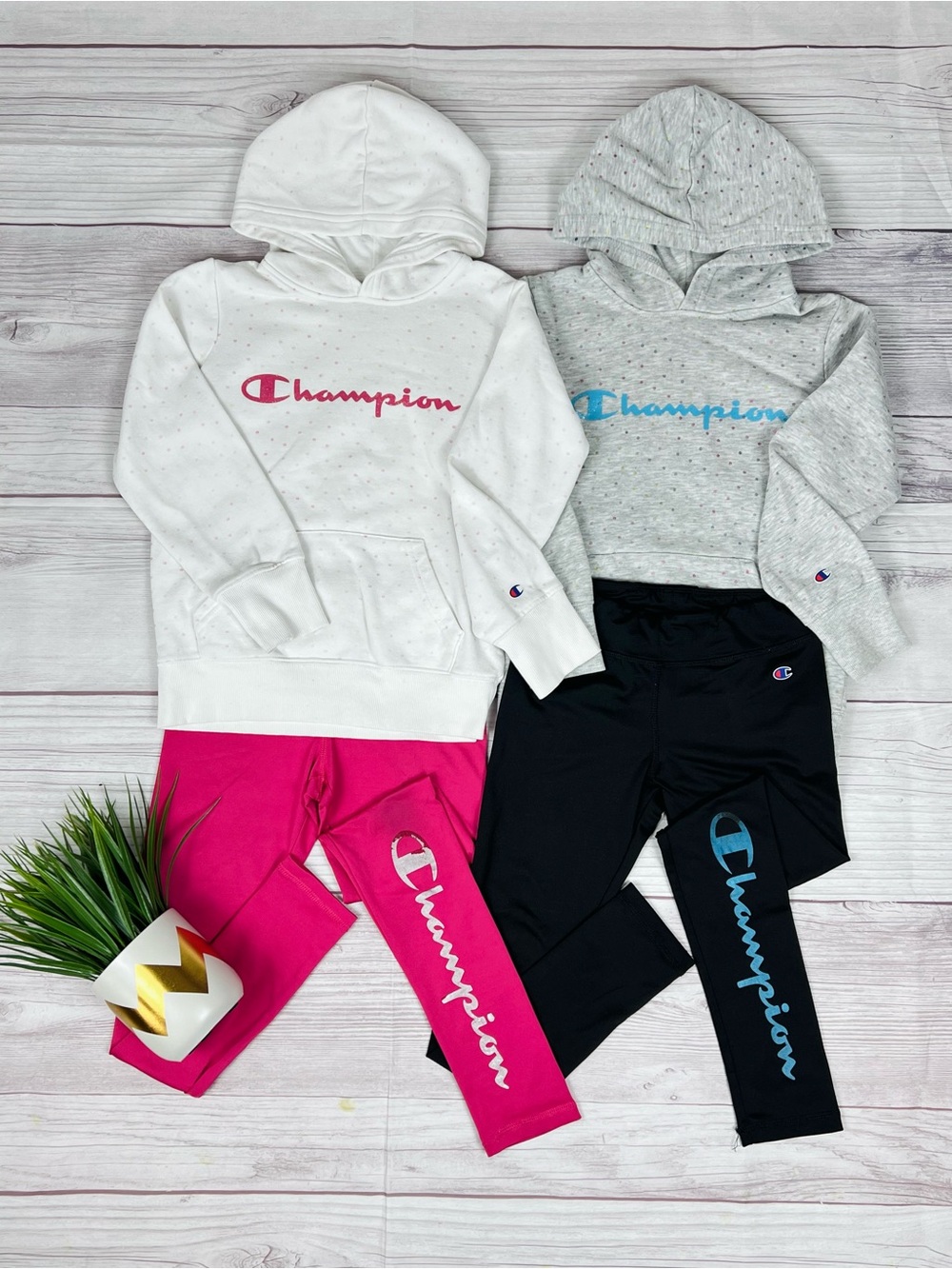 Champion Polka Dot Hoodie Leggings Outfit Set Lot 4pc Girls Size 8 Fall Winter